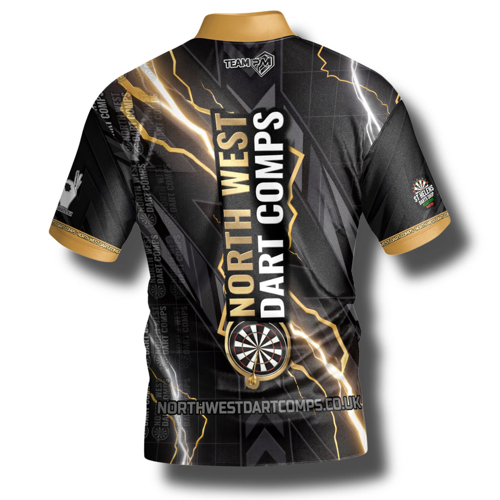 NORTH WEST DART COMPS PRO DART SHIRT £5 GOES TO ANDYS MAN CLUB MENTAL HEALTH CHARITY (CASE ALSO AVAILABLE)