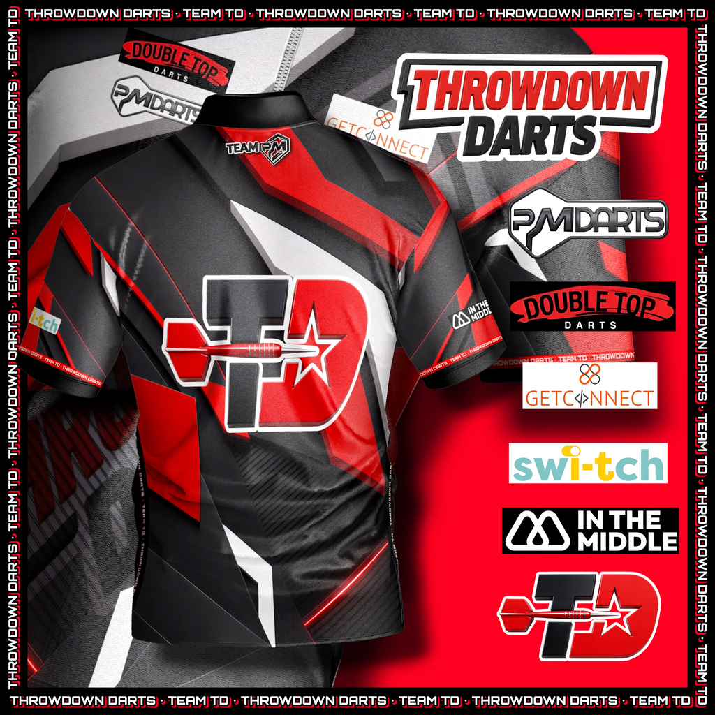 THROWDOWN OFFICIAL EVENT PRO DART SHIRT & 6 DARTS DART CASE