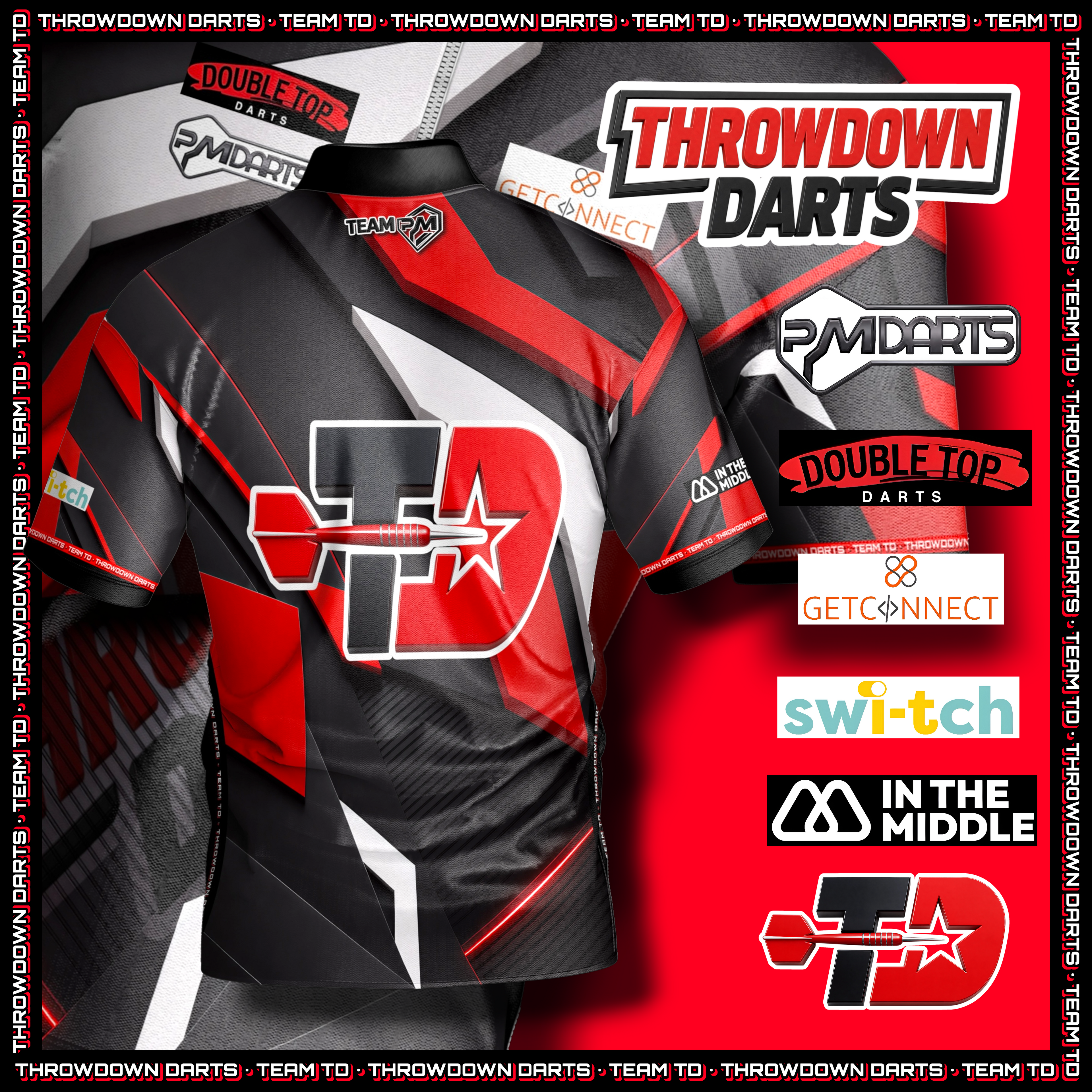 THROWDOWN OFFICIAL EVENT PRO DART SHIRT & 6 DARTS DART CASE