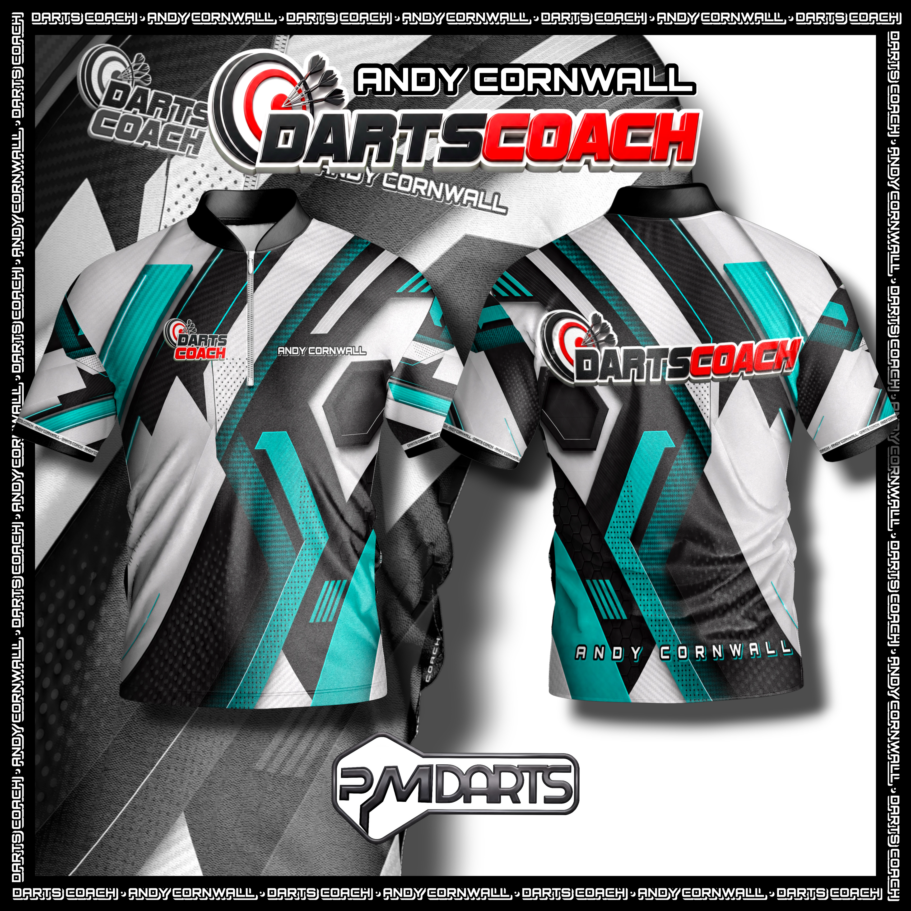 THE DARTS COACH ANDY CORNWALL OFFICIAL PROFESSIONAL DART SHIRT