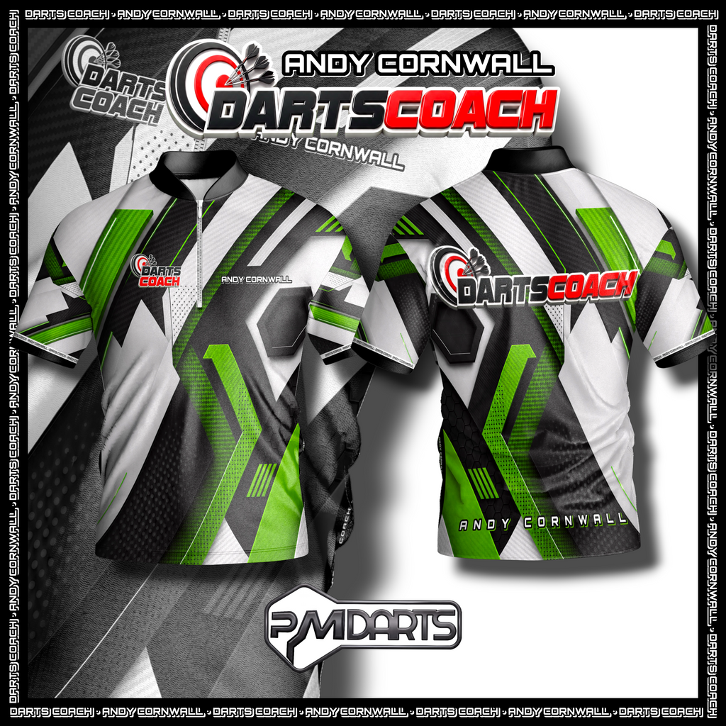 THE DARTS COACH ANDY CORNWALL OFFICIAL PROFESSIONAL DART SHIRT