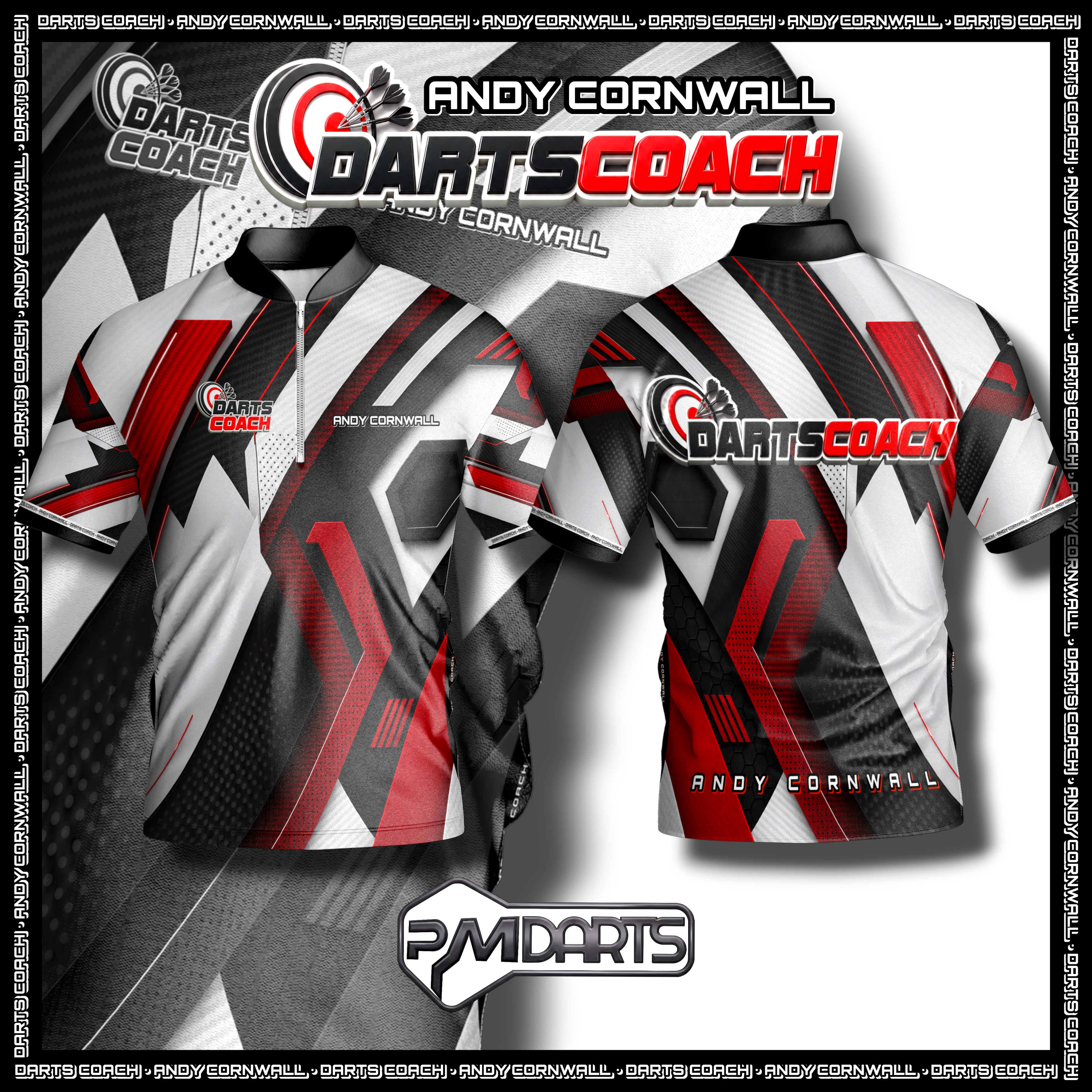 THE DARTS COACH ANDY CORNWALL OFFICIAL PROFESSIONAL DART SHIRT