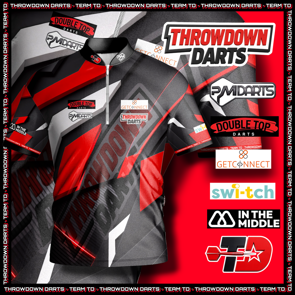 THROWDOWN OFFICIAL EVENT PRO DART SHIRT & 6 DARTS DART CASE