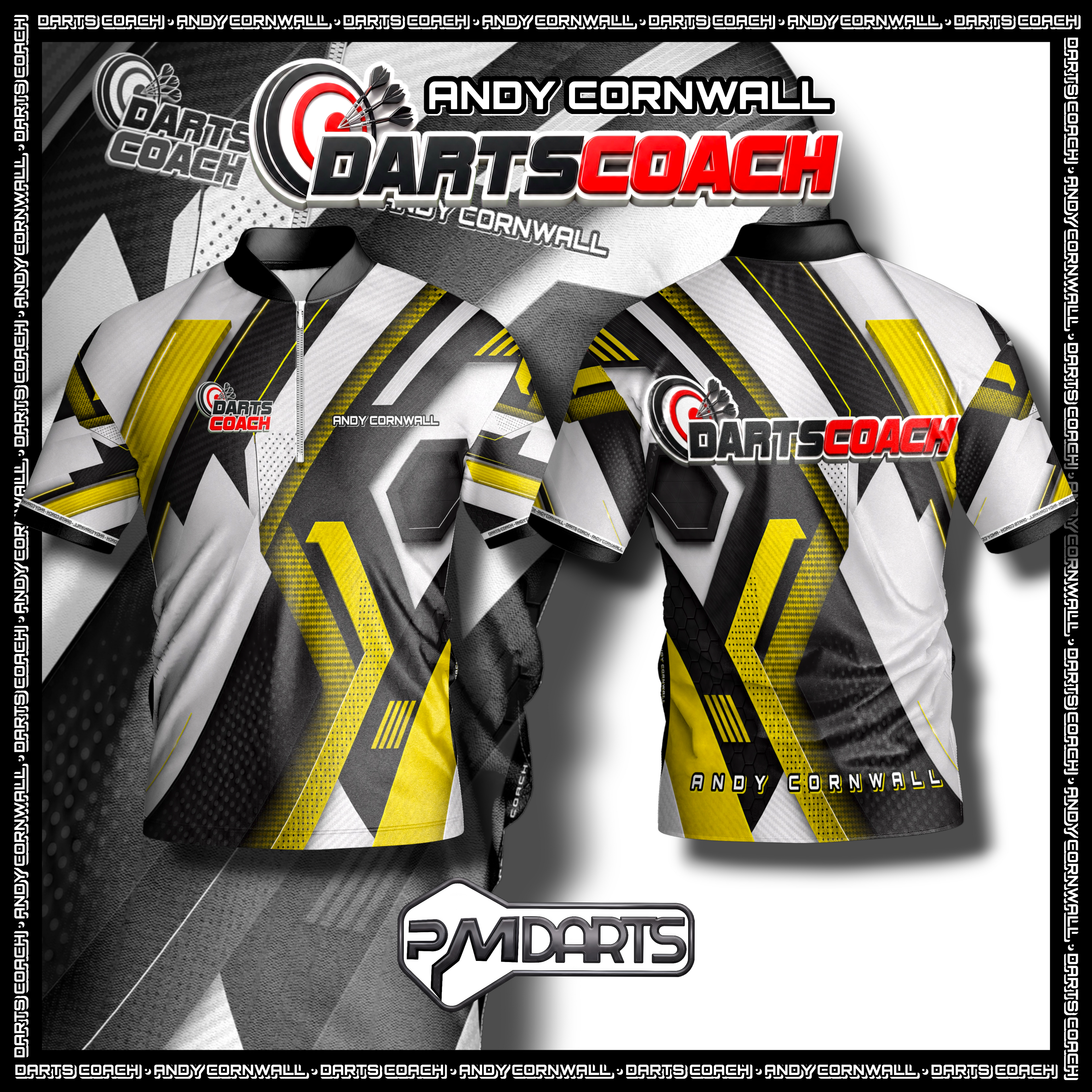 THE DARTS COACH ANDY CORNWALL OFFICIAL PROFESSIONAL DART SHIRT